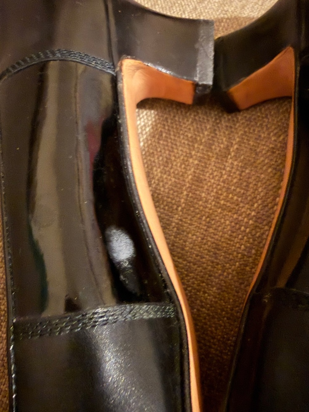 Salvatore Ferragamo Black Leather Pointed-Toe Pumps with Gloss Cap - Picture 3 of 8